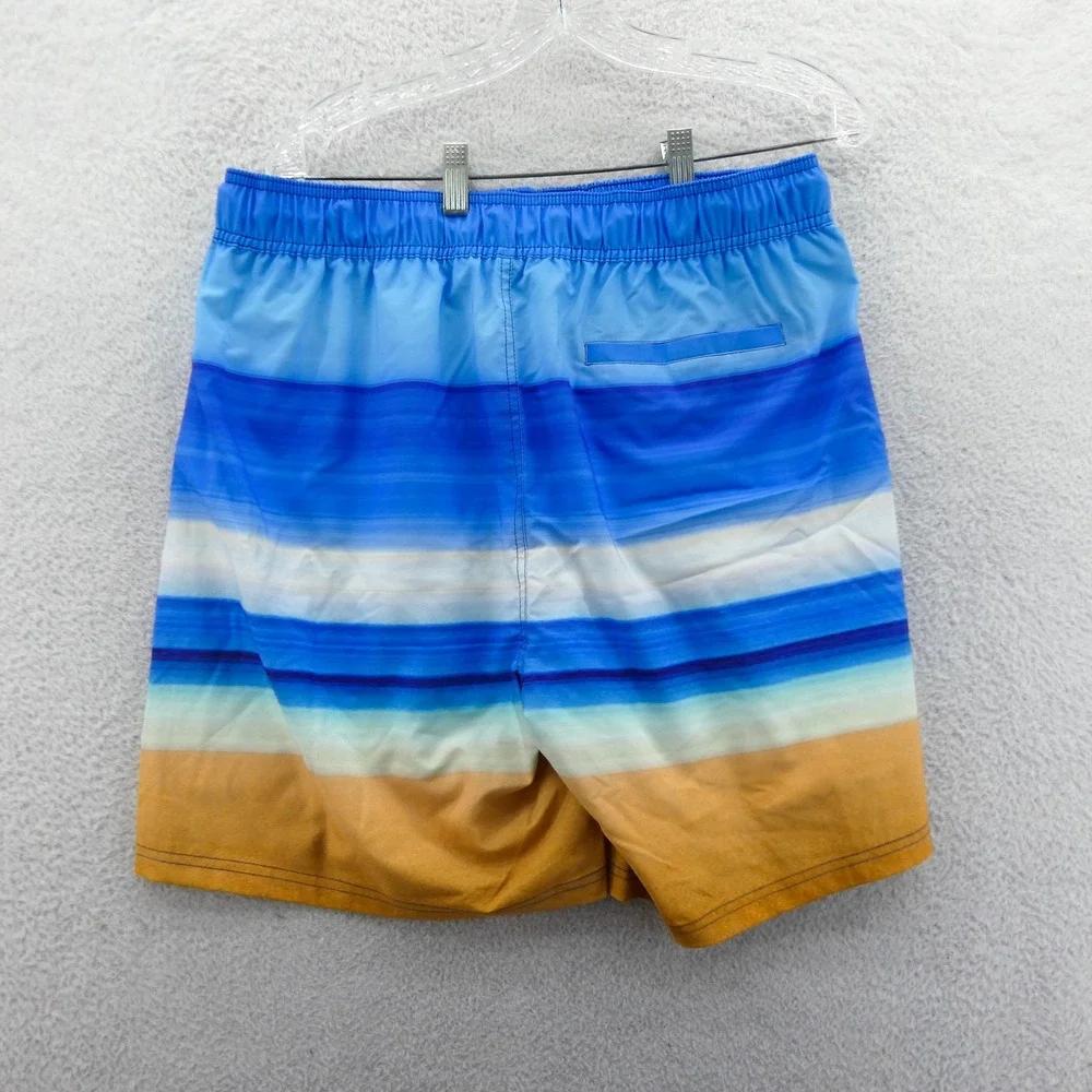 G-III Swim Shorts Mens Large Atlanta Hawks NBA‎ Blue Orange Striped Lined Trunks